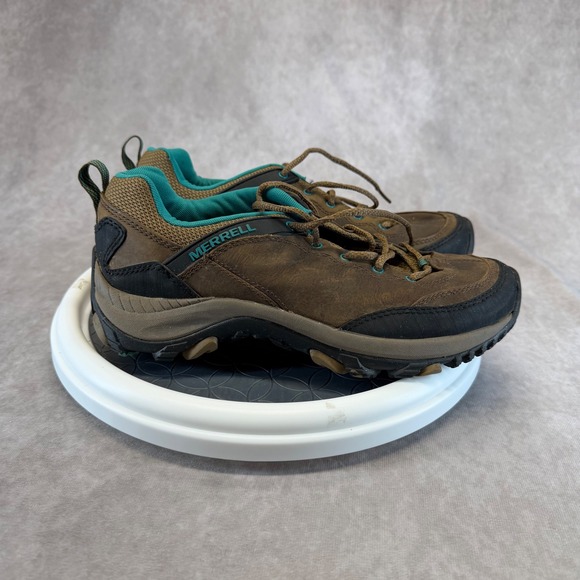 Merrell Shoes - Merrell Hiking Shoes Women 8 Brown J48312 Dark Earth Leather Trail Sneakers